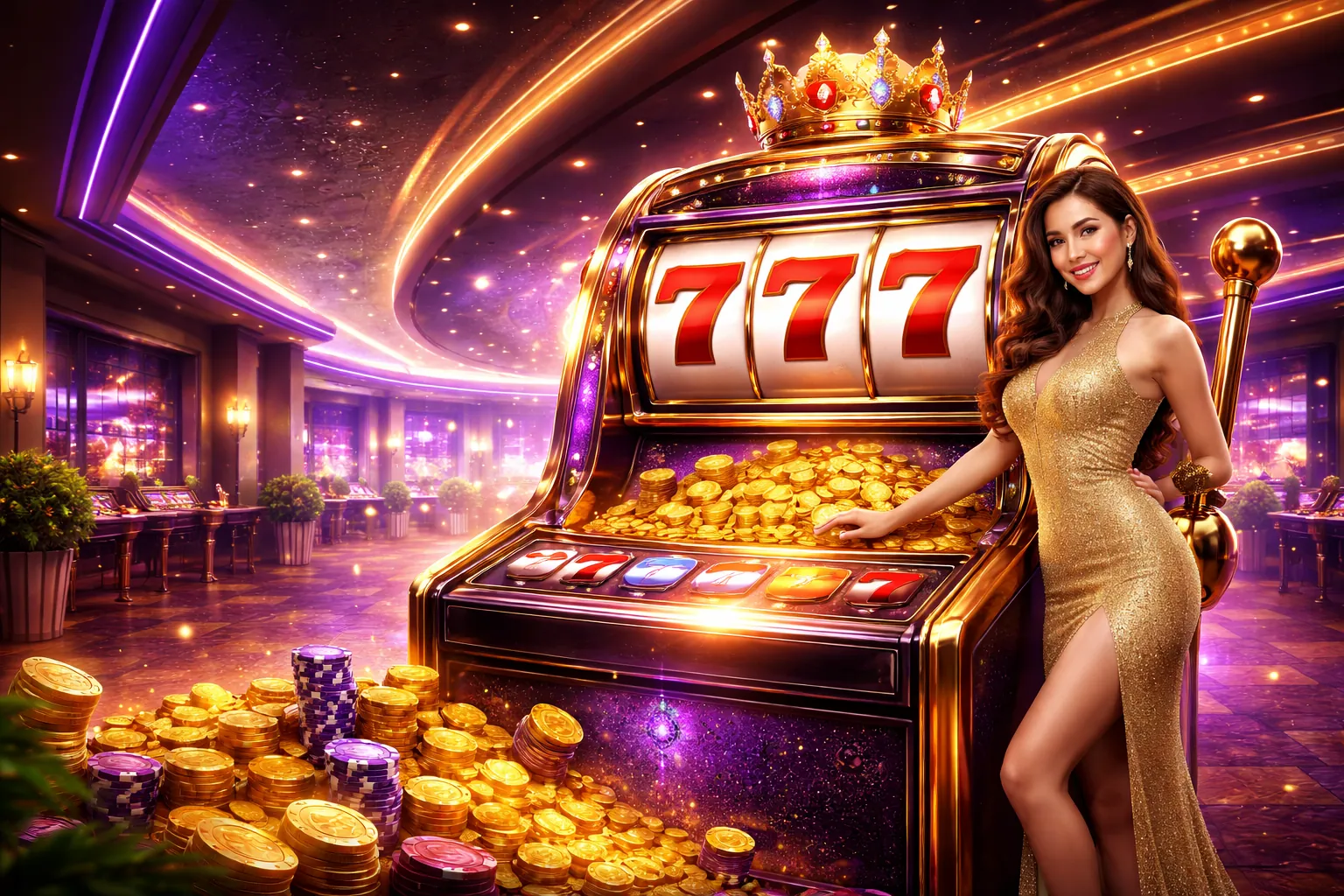 Hình ảnh chính trò chơi slot tại jn88 thể thao với biểu tượng jackpot và sự phấn khích